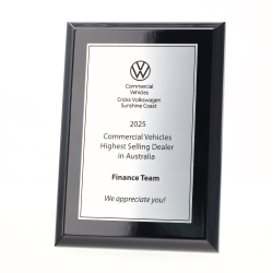 Budget Gloss Black Plaque - Silver 150mm