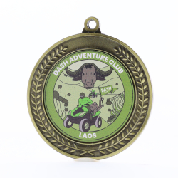 Heavyweight Wreath Personalised Medal 70mm Gold 