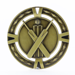 Cutout Cricket Medal 60mm Gold