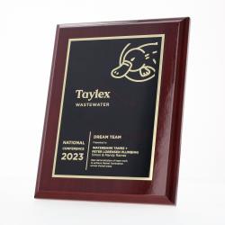 Designer Brass Plaque (Black on Rosewood) 225mm
