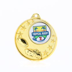 Rugby Logo Starry Medal Gold 50mm