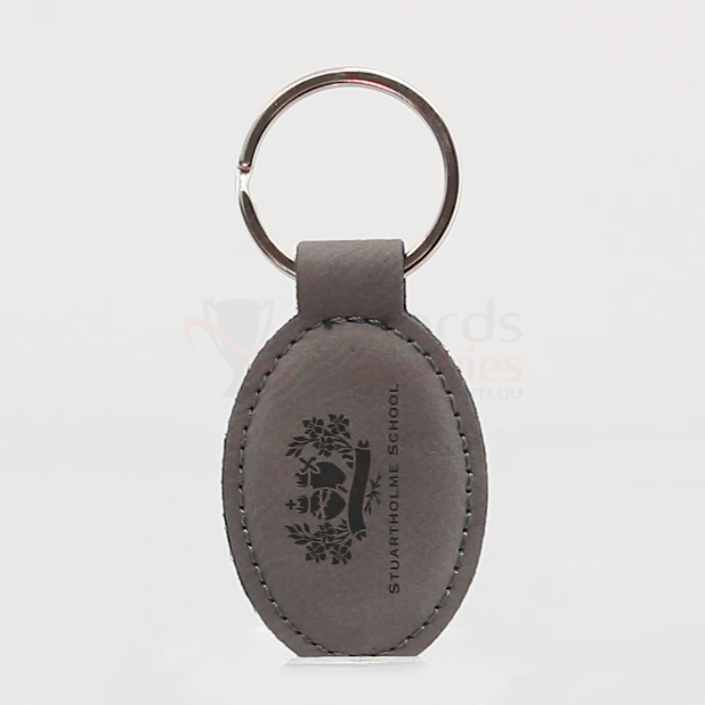 Grey Leather Keyring 95mm 