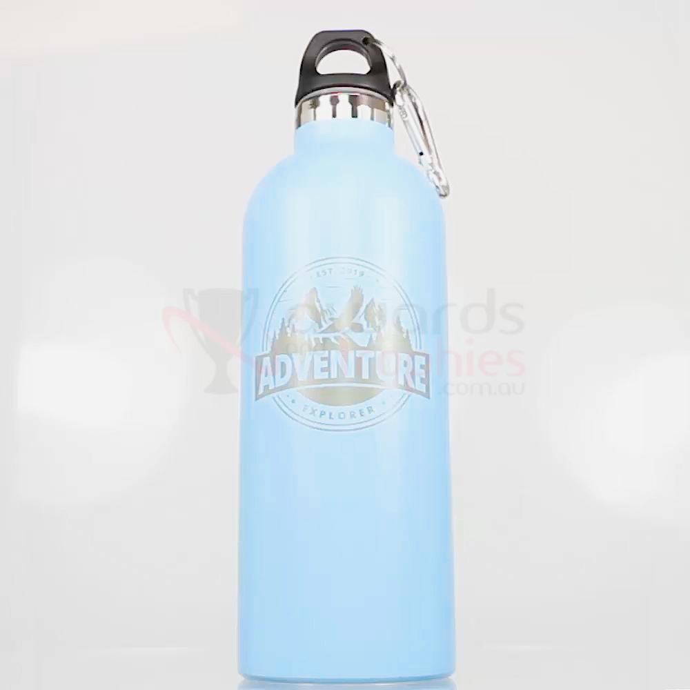Engraved Premium Double-Wall Stainless Steel Bottle 500ml - Light Blue 