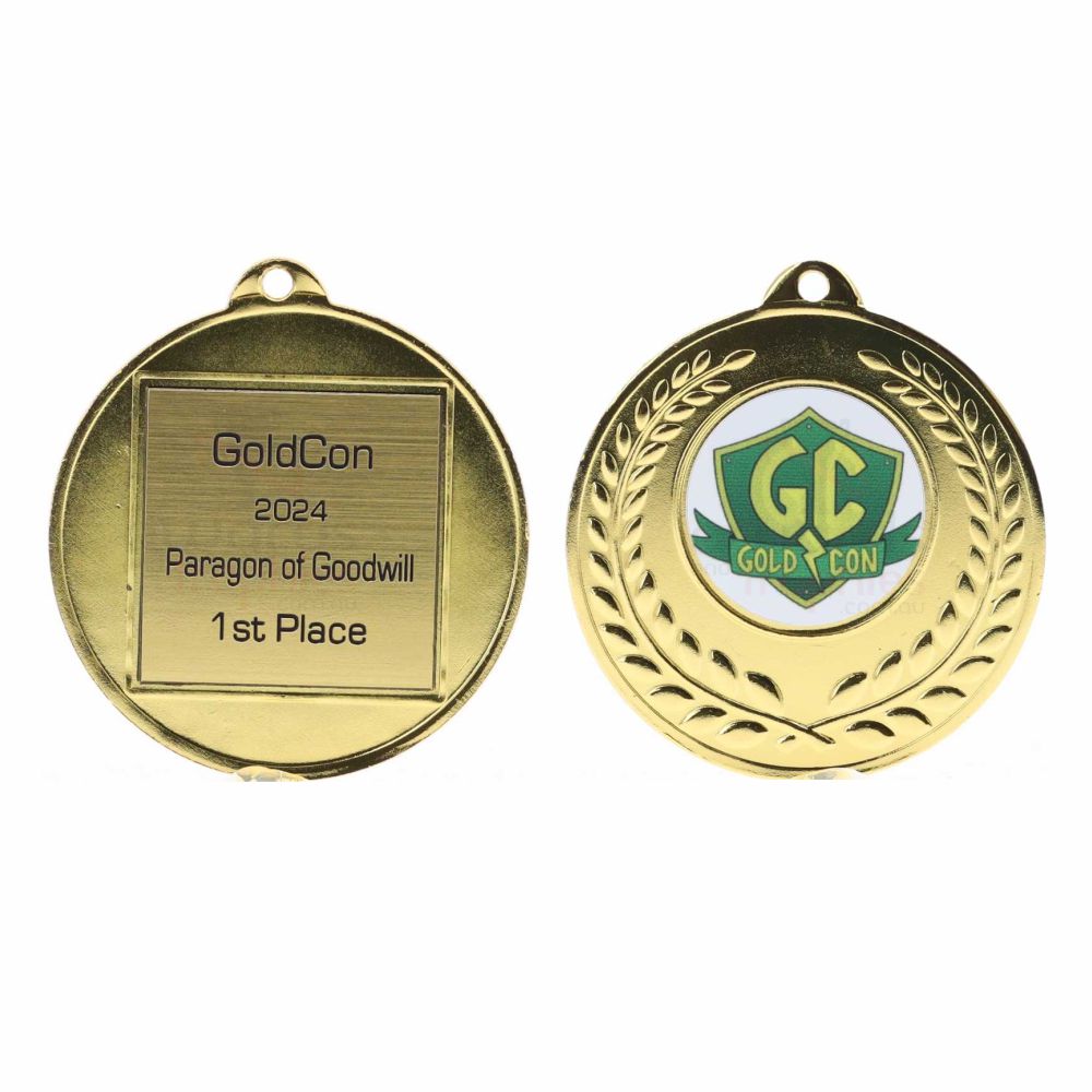Peace Personalised Medal 50mm - Shiny Gold