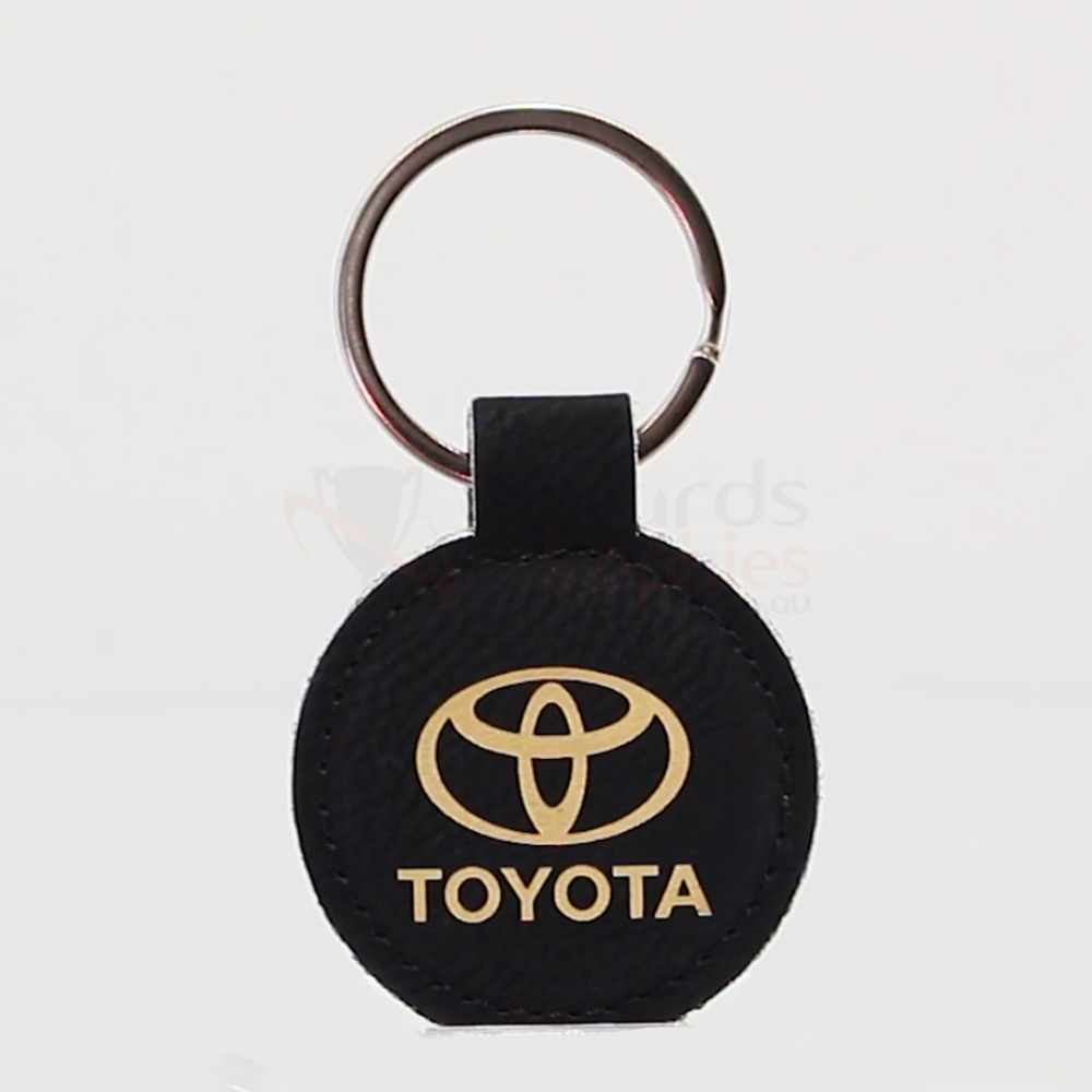 Leatherette Keychain - Black/Gold