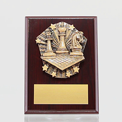 Cosmos Chess Walnut Plaque 150mm