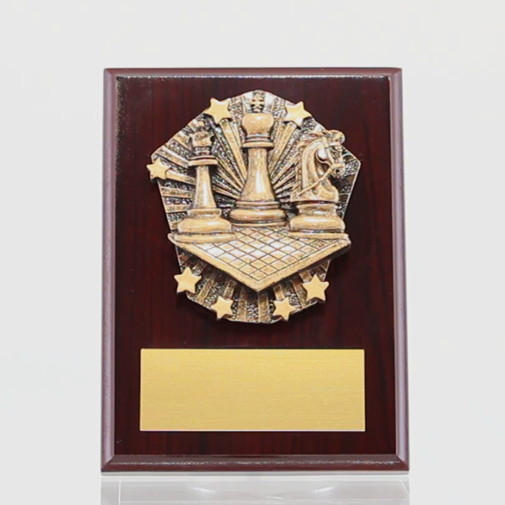 Cosmos Chess Walnut Plaque 150mm