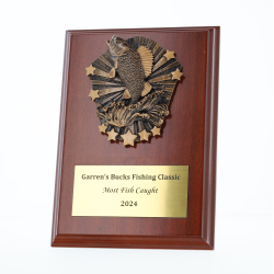 Cosmos Fishing Walnut Plaque 150mm