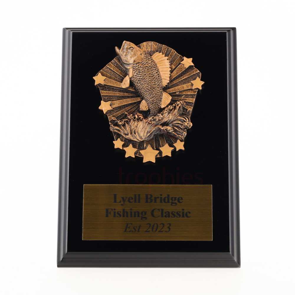 Cosmos Fishing Black Plaque 150mm