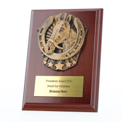 Cosmos Equestrian Walnut Plaque 150mm