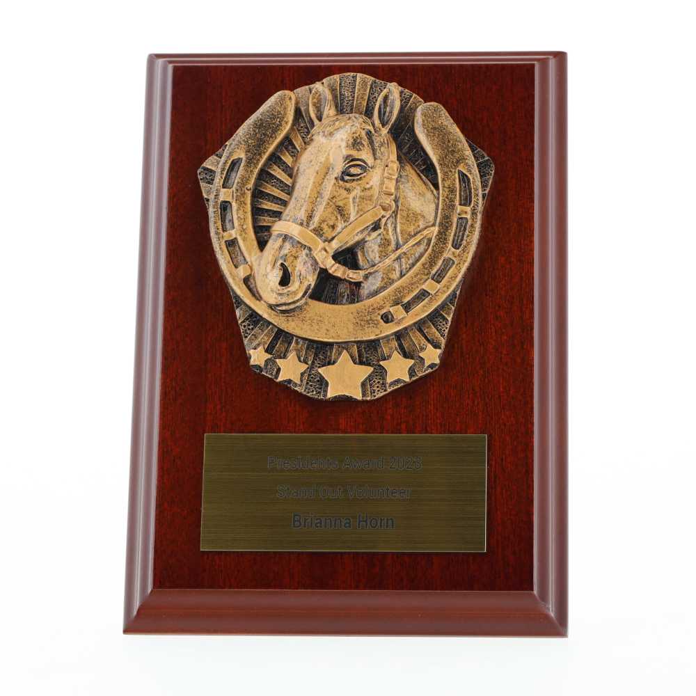 Cosmos Equestrian Walnut Plaque 150mm