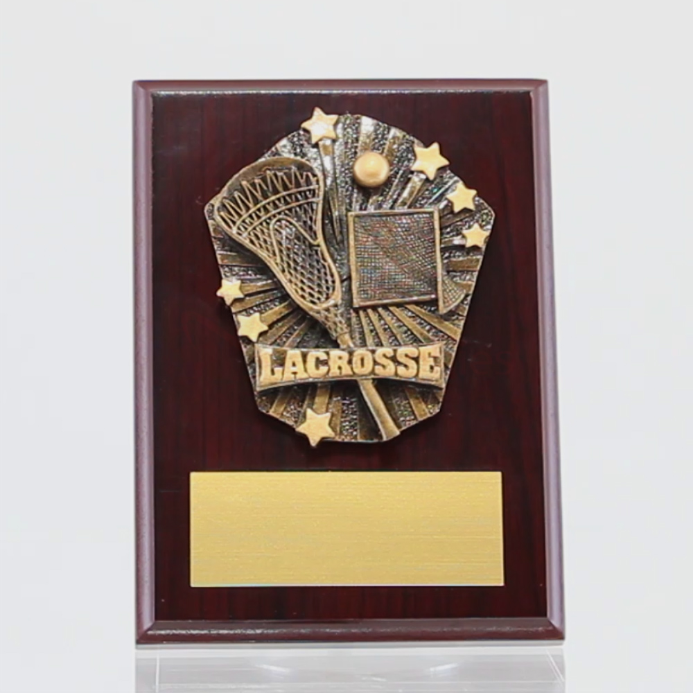 Cosmos Lacrosse Walnut Plaque 150mm