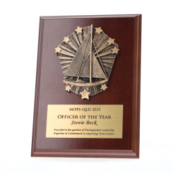Cosmos Sailing Walnut Plaque 150mm