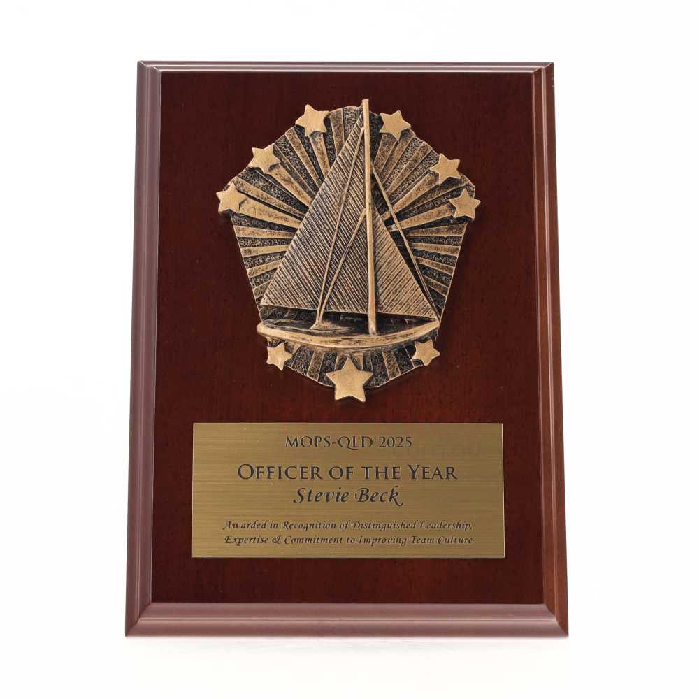 Cosmos Sailing Walnut Plaque 150mm