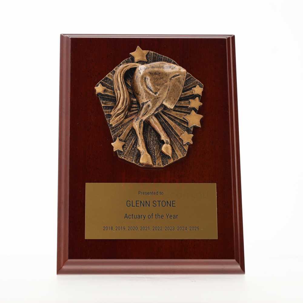 Cosmos Horse Rear Walnut Plaque 150mm