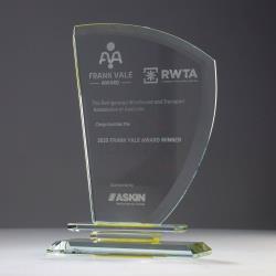 Crystal Sail on Gold Plinth 190mm
