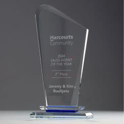 Crystal Curve on Blue Plinth 225mm