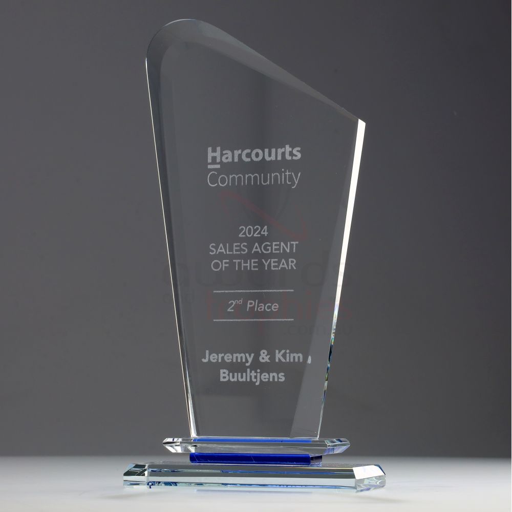 Crystal Curve on Blue Plinth 225mm