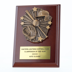 Cosmos Baseball Walnut Plaque 150mm