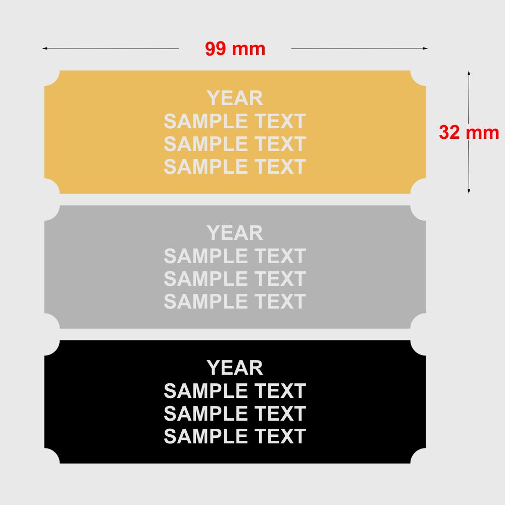 Engraved Aluminium Plate (Gold) - 99mm x 32mm Concave Corners