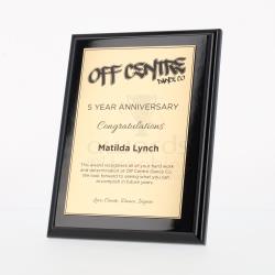 Budget Gloss Black Plaque - Gold 150mm