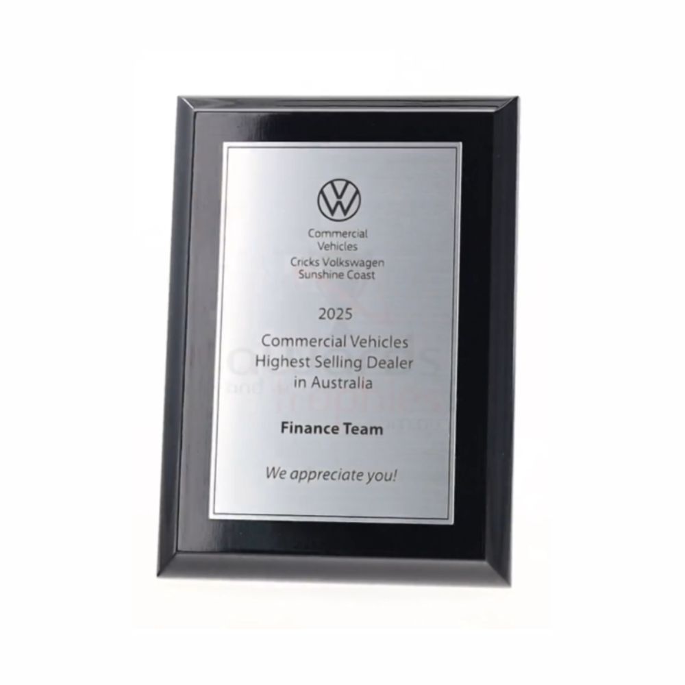 Budget Gloss Black Plaque - Silver 150mm