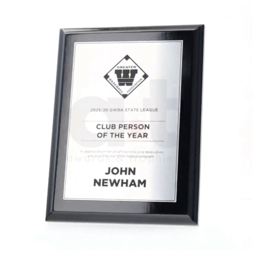 Budget Gloss Black Plaque - Silver 300mm
