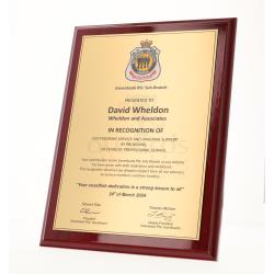 Budget Gloss Rosewood Plaque - Gold 150mm