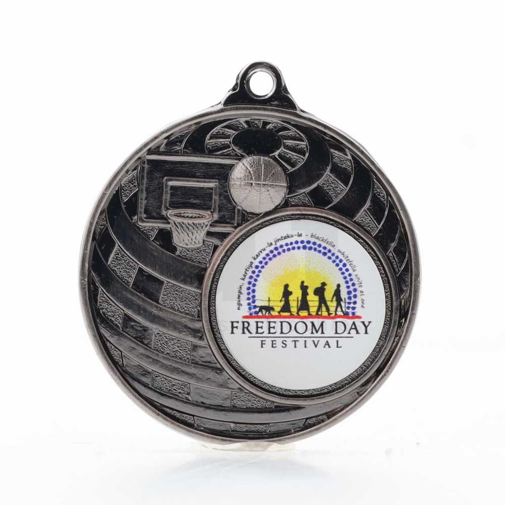 Global Basketball Logo Medal 50mm Silver 