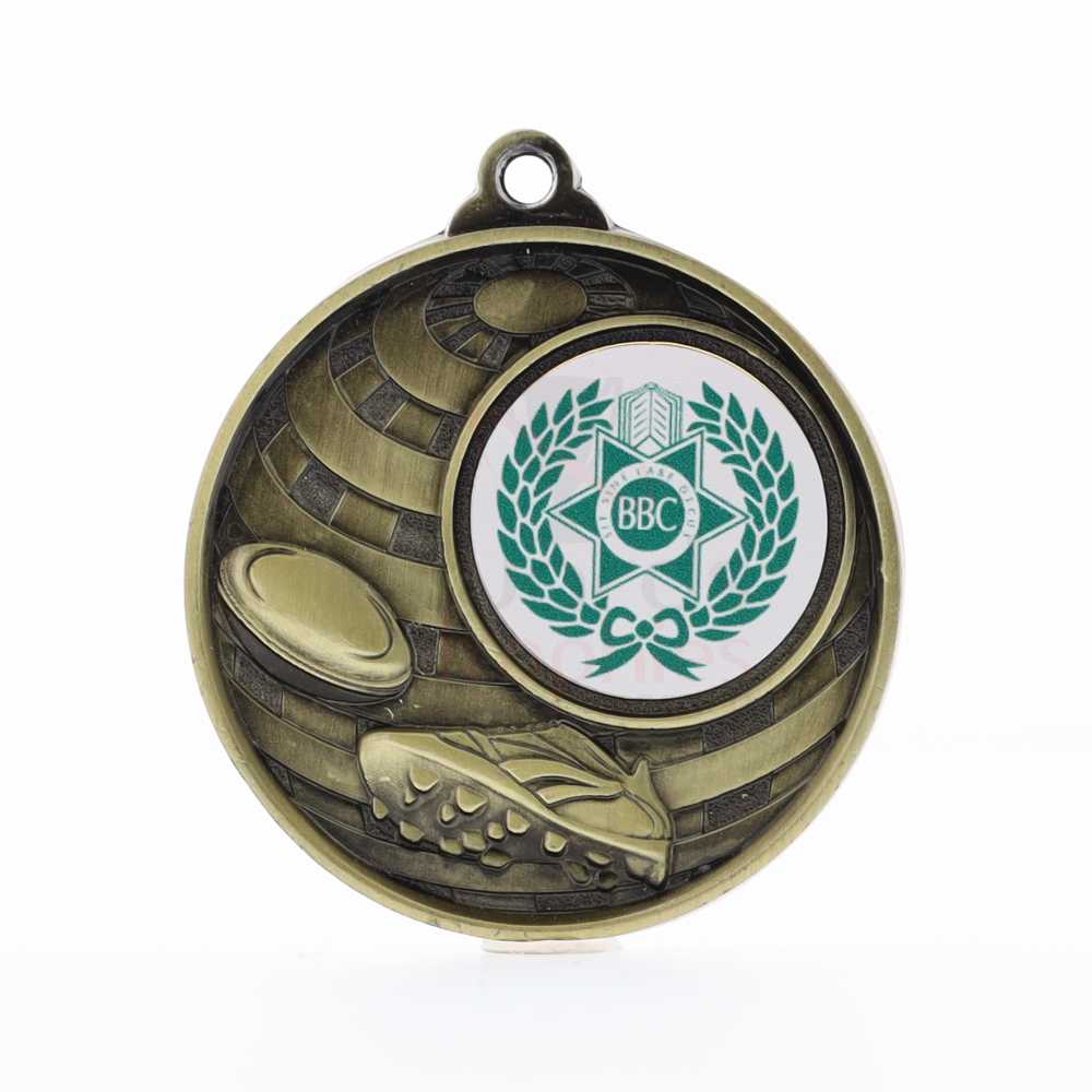 Global Rugby Logo Medal 50mm Gold 