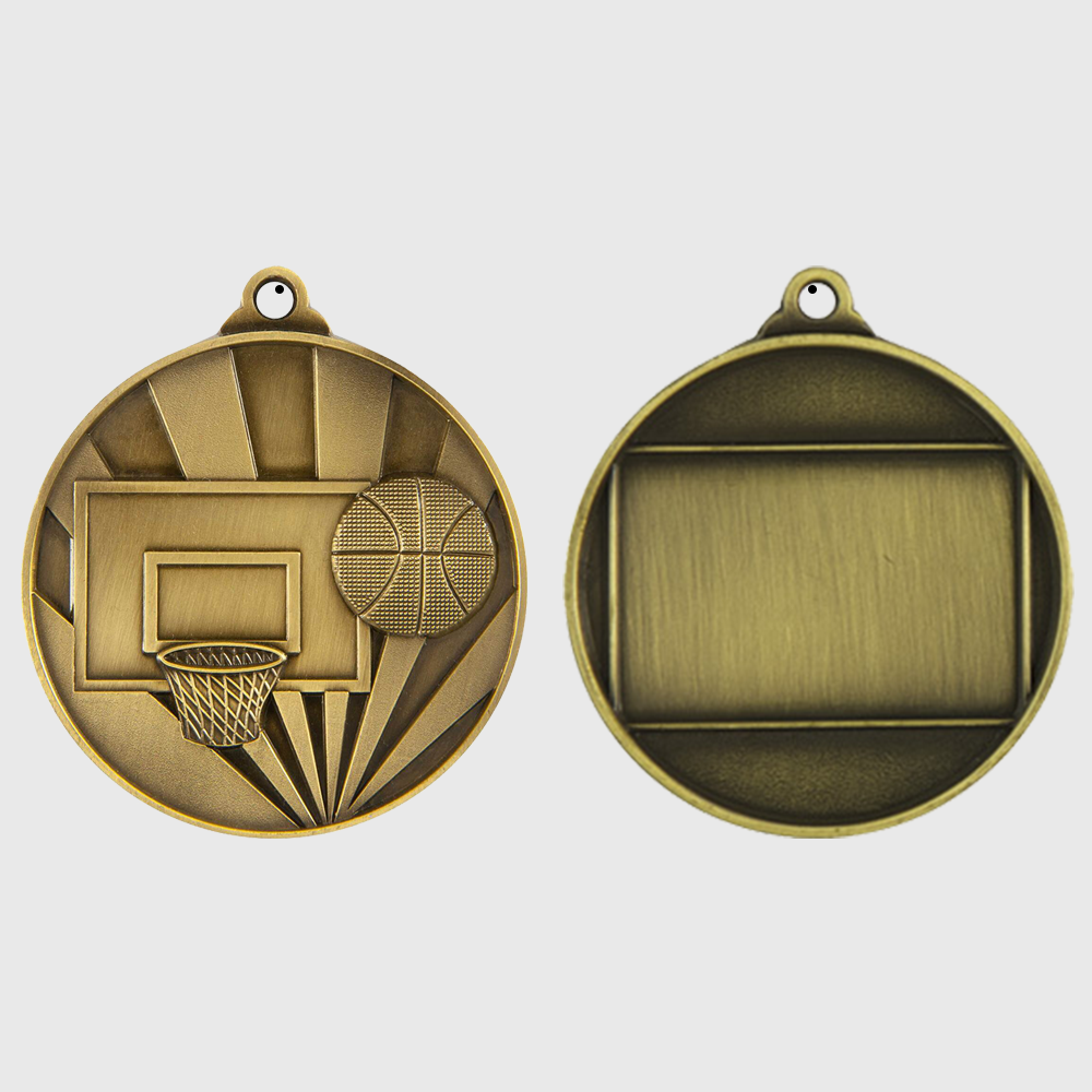 Sunrise Basketball Medal 70mm Gold 