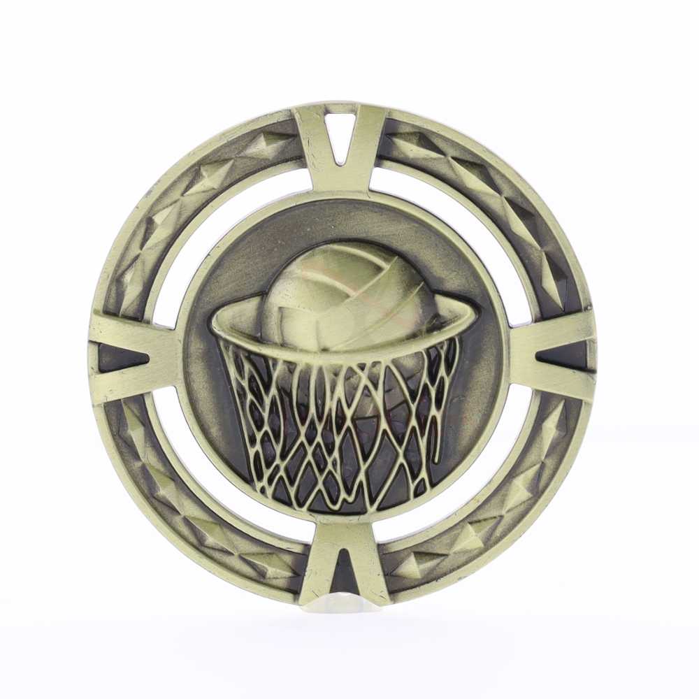 Cutout Netball Medal 60mm Gold