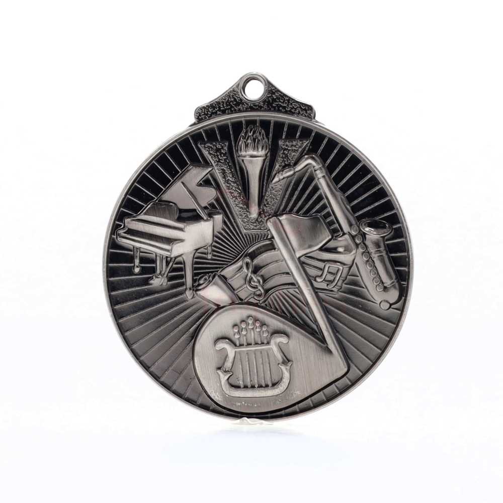 Embossed Music Medal 52mm Silver