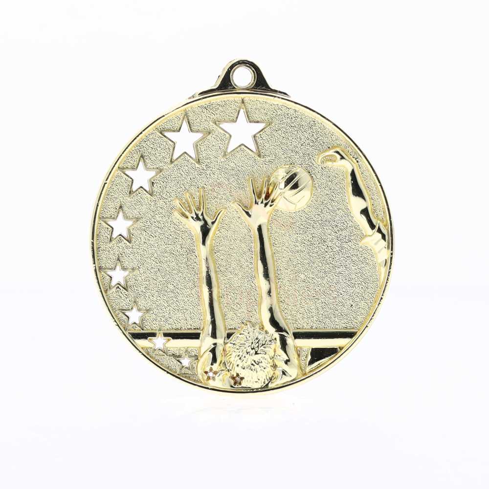 Star Volleyball Medal 50mm Gold