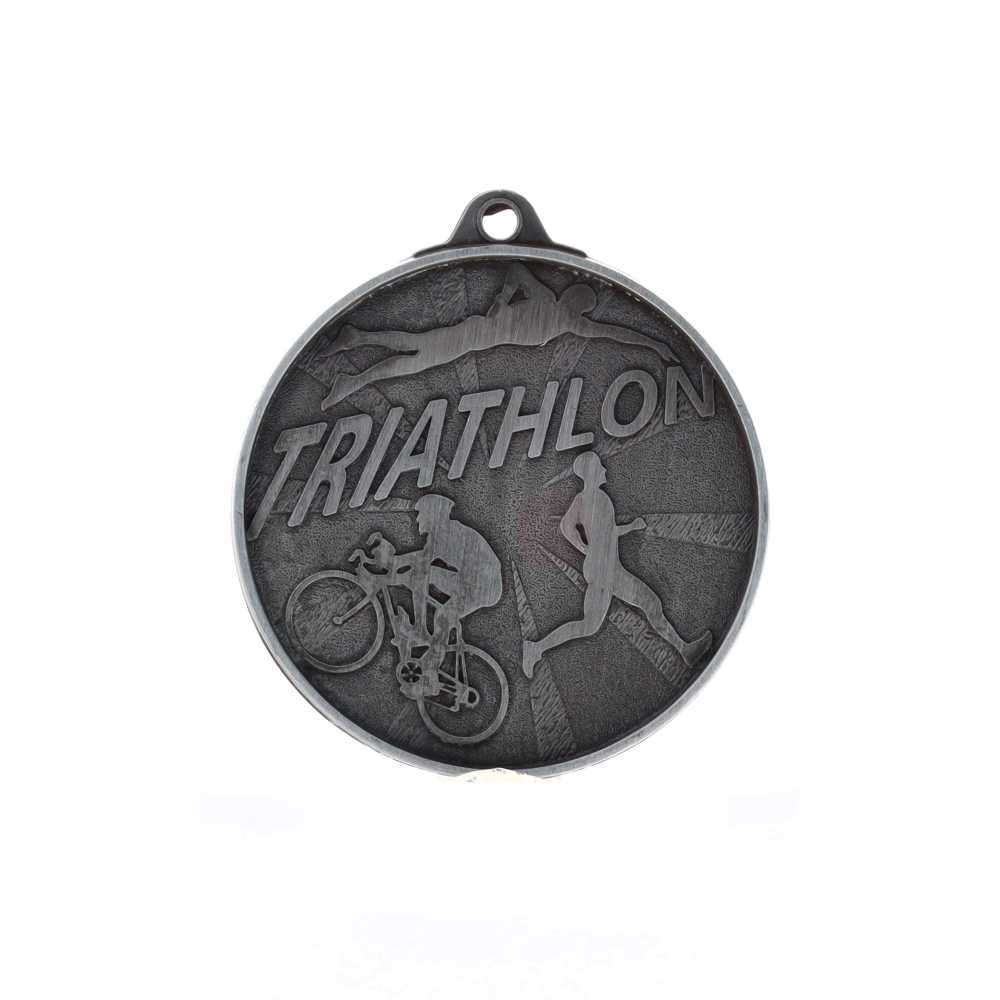 Starburst Triathlon Medal 50mm Silver
