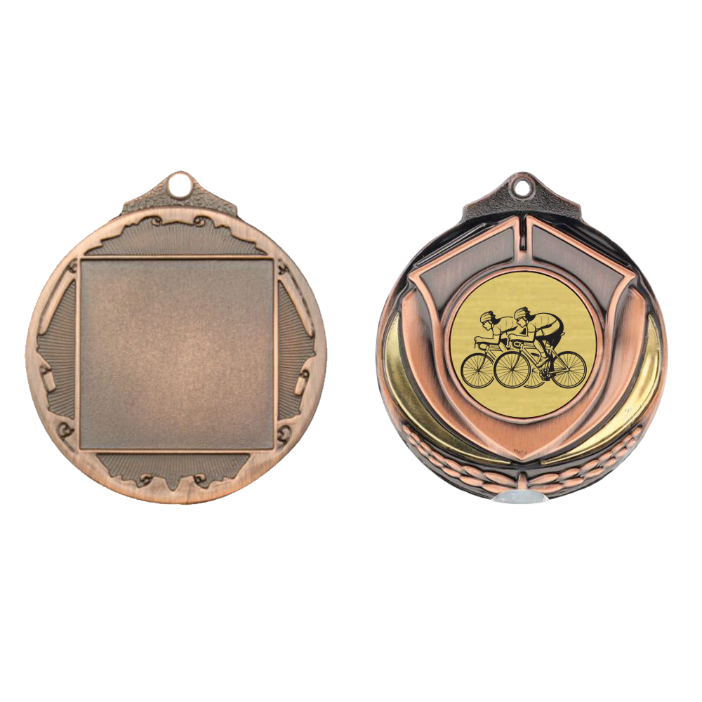 Two Tone Cycling Medal 50mm Bronze