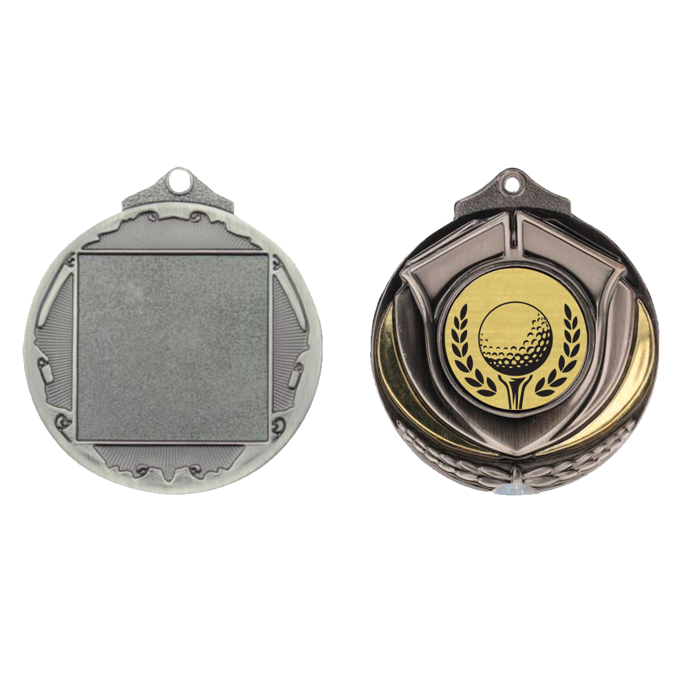 Two Tone Golf Medal 50mm Silver