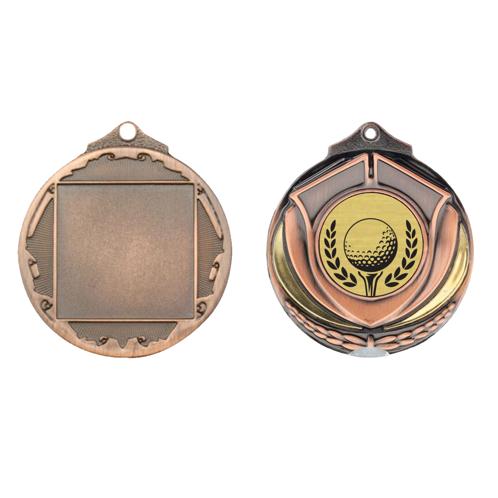Two Tone Golf Medal 50mm Bronze