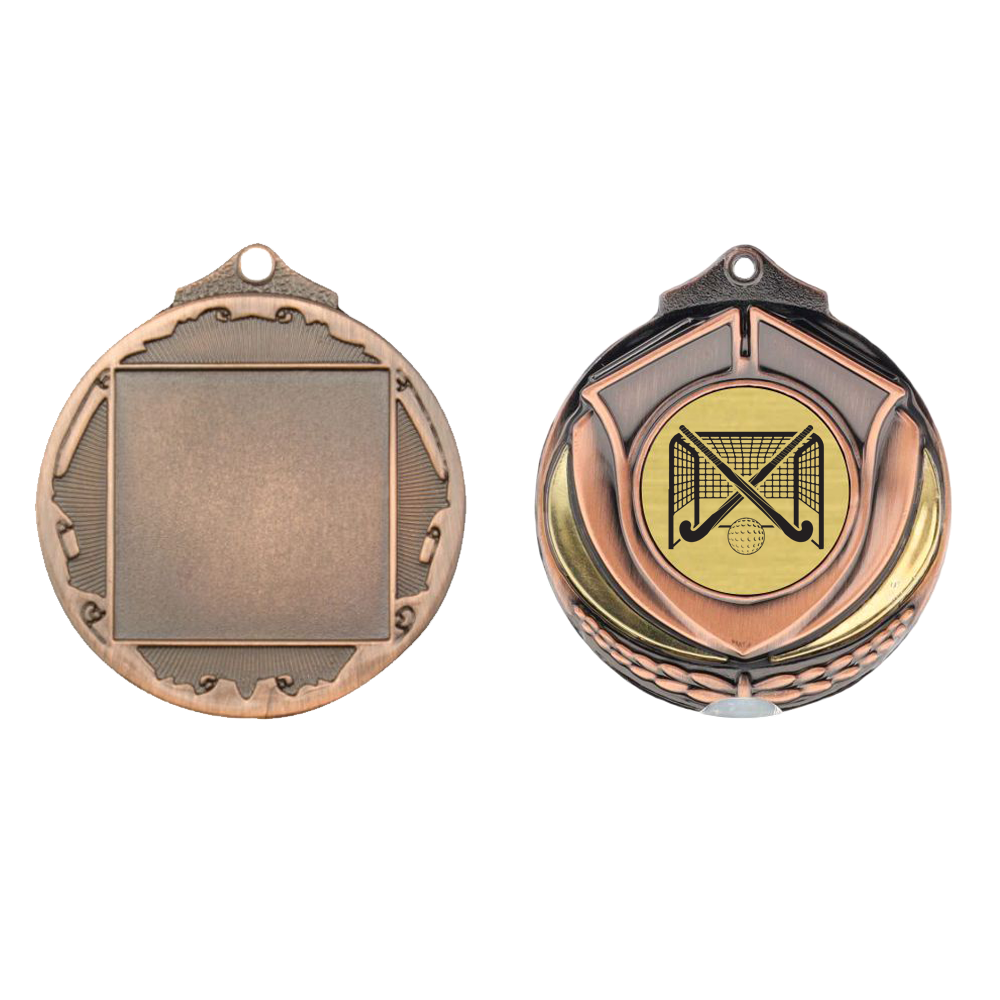 Two Tone Hockey Medal 50mm Bronze