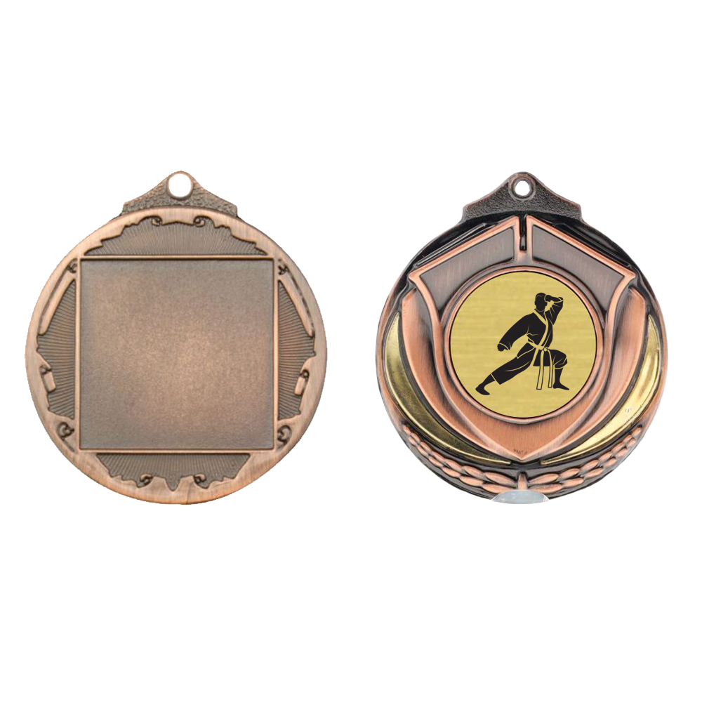 Two Tone Karate Medal 50mm Bronze