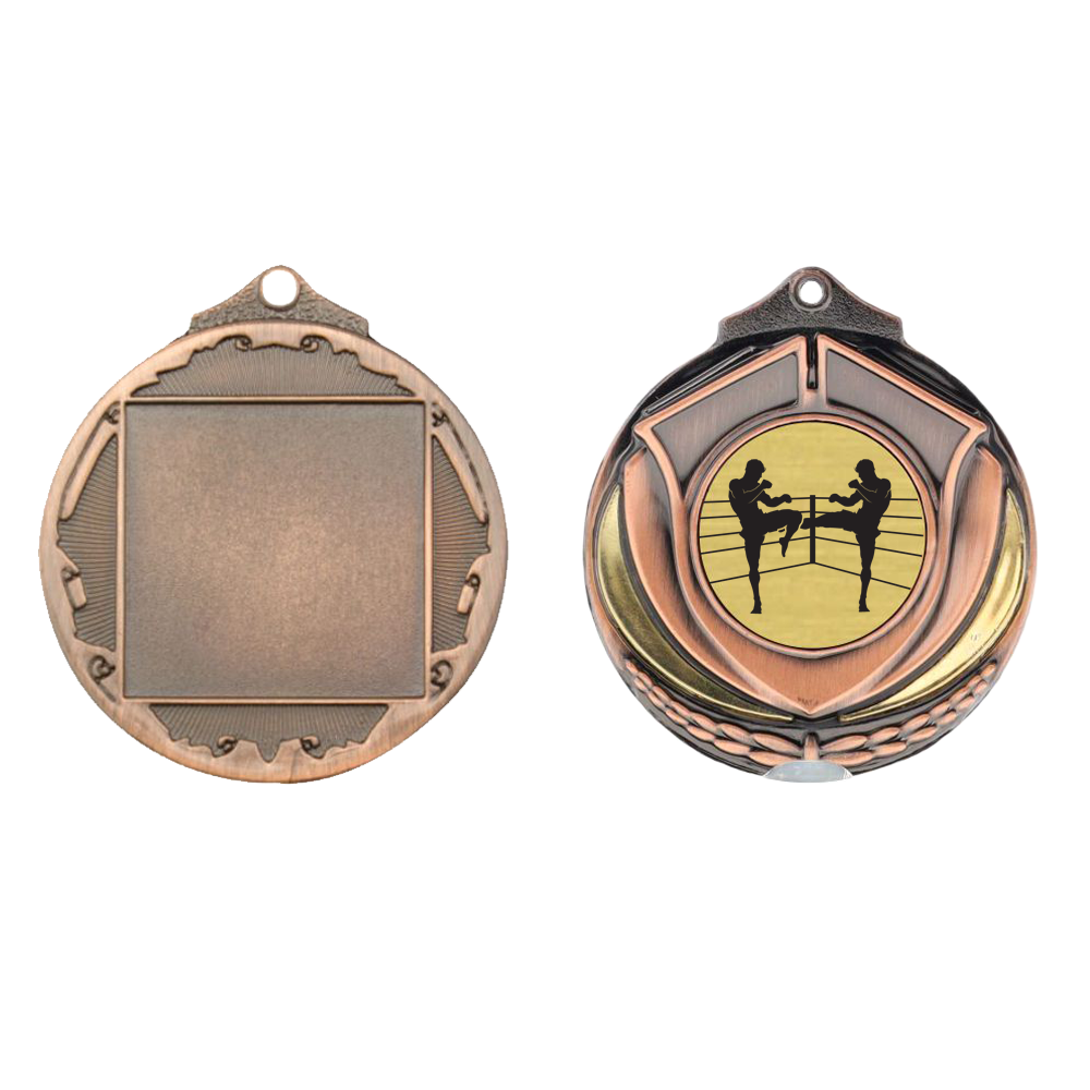 Two Tone Kick Boxing Medal 50mm Bronze