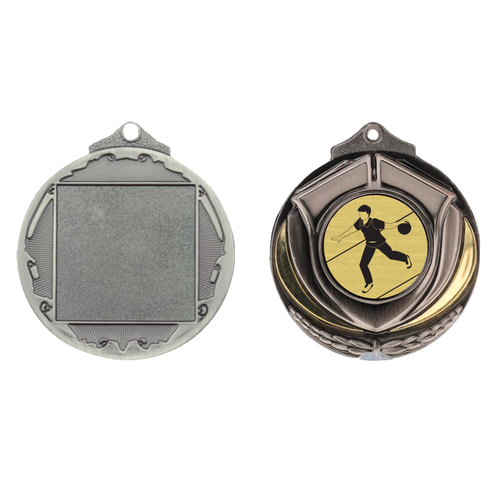 Two Tone Male Tenpin Medal 50mm Silver