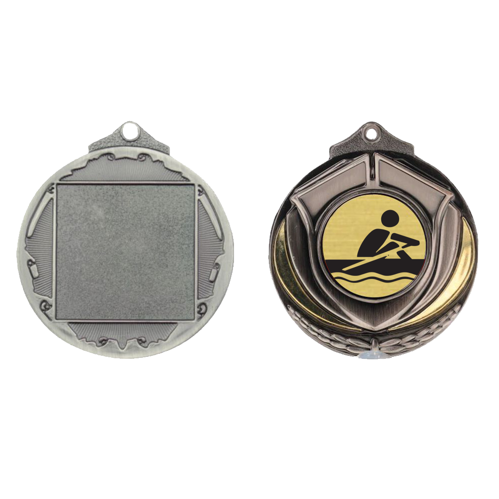 Two Tone Rowing Medal 50mm Silver