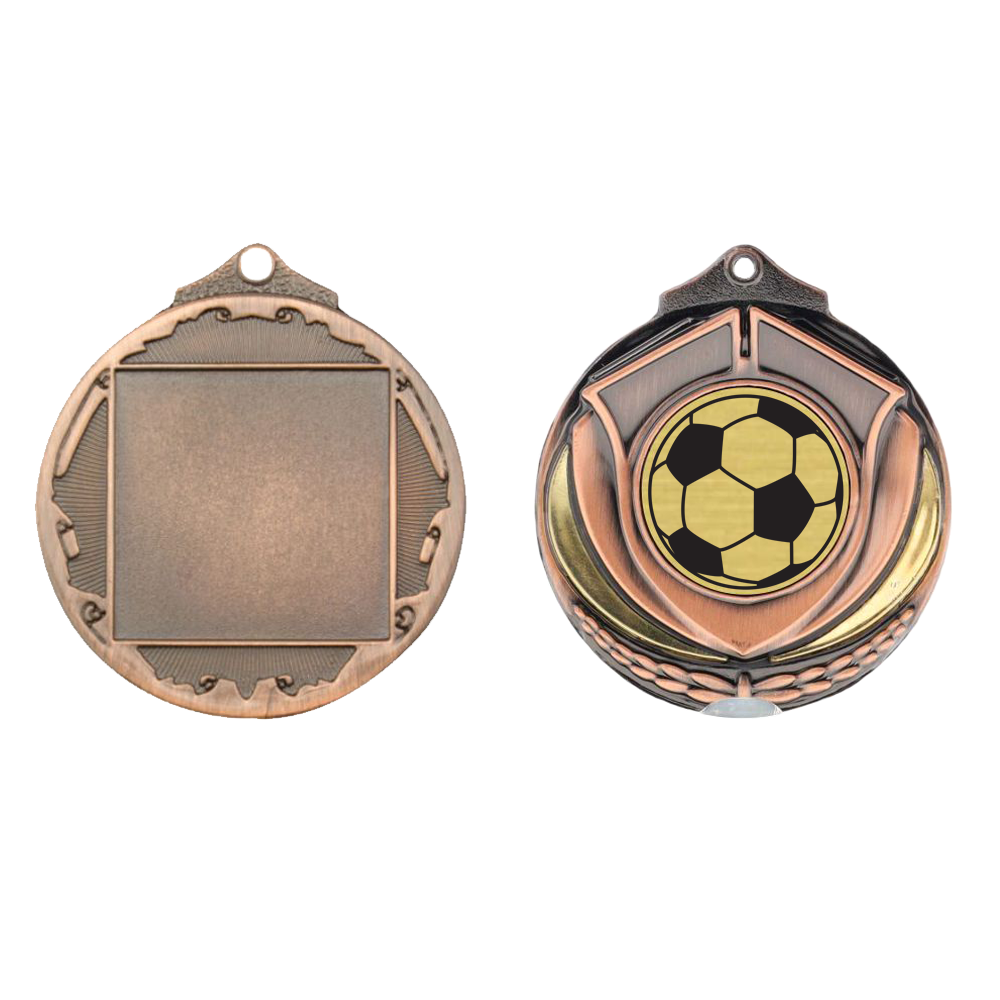 Two Tone Soccer Medal 50mm Bronze