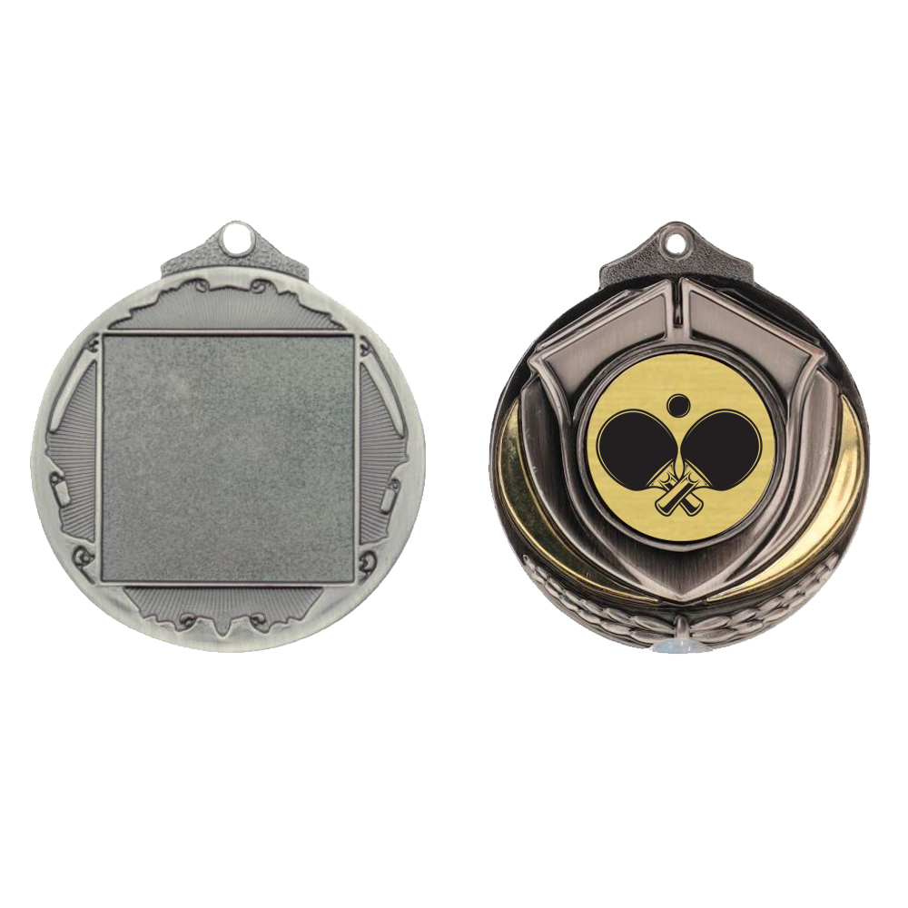 Two Tone Table Tennis Medal 50mm Silver