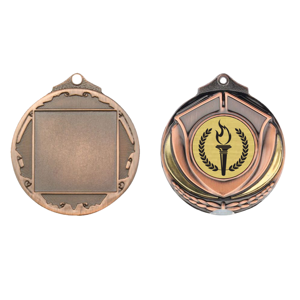 Two Tone Victory Torch Medal 50mm Bronze