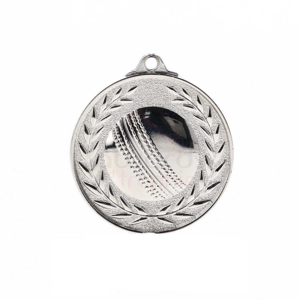 Wreath Cricket Medal 50mm Silver