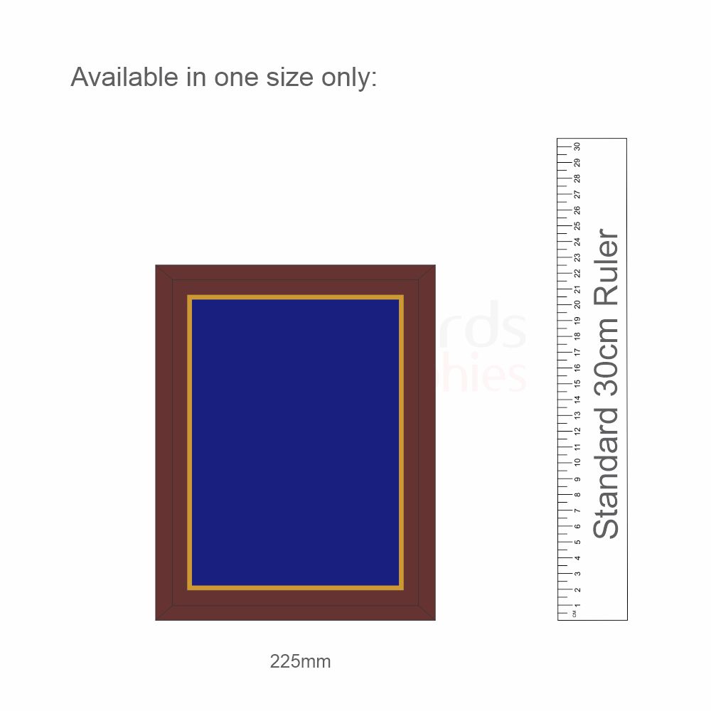 Designer Brass Plaque (Blue on Rosewood) 225mm