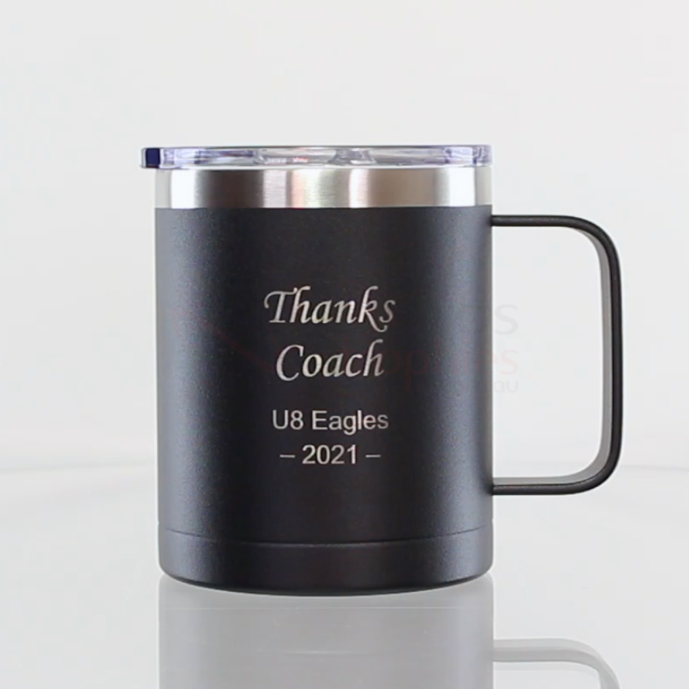 Black Double Wall Mug with Handle 400ml