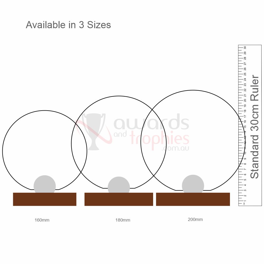 Glass Circle on Timber Base 180mm